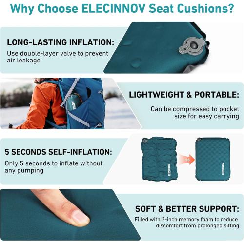 Inflatable Seat Cushion, Self Inflating Compact Stadium Seat Cushion