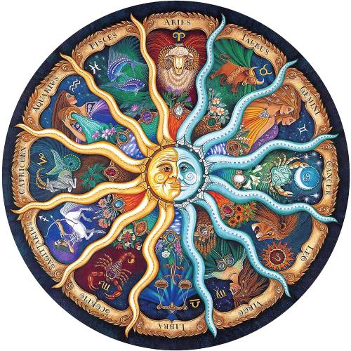Zodiac Puzzles for Adults 1000 Pieces - Round Horoscope Astrology Jigsaw Puzzle, Challenging Difficult Mandala Constellation Puzzle for Adults, 26.7 Inch