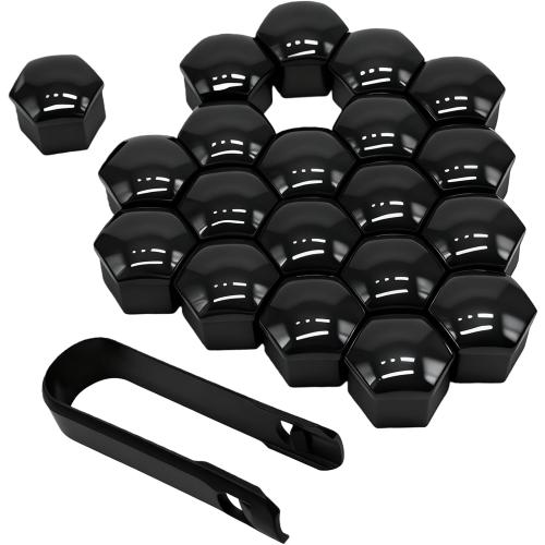 20PCS 17mm Lug Nut Covers, Hexagonal Wheel Bolt Covers Caps, Tire Nut Rust and Dust Protection Cover with Remover Clip, Universal for Most Car Lug Nut Caps, Auto Exterior Accessories (Black)