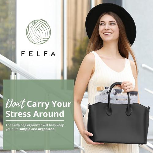 11 inch Soft Grey Felt Tote Organizer Insert for Purses, Backpacks, and Tall Totes