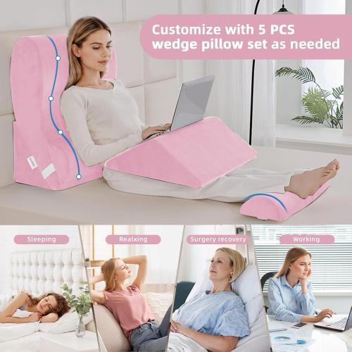 Wedge Pillow Set for After Surgery,Pink,5PCS-23.2
