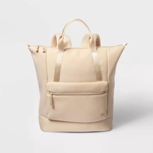 ALL IN MOTION FAUX NEOPRENE TOTE BACKPACK - CREAM