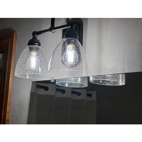 3 Pack Clear Seeded Bubble Bell Glass Lamp Shade Replacement, 1-5/8 Fitter
