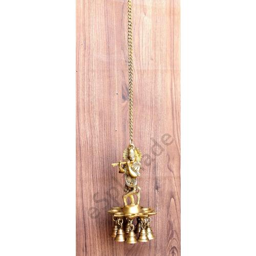 eSplanade - Krishna Wall Hanging Diya with Bells & Chain | Oil Lamp | Home Decor | Diya, Deepak, Deepam - Brass