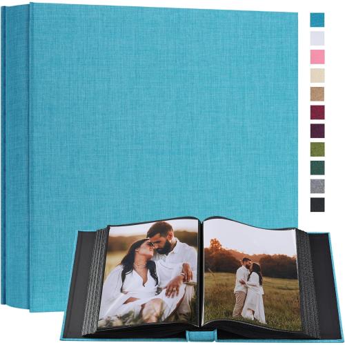 potricher Small 8x10 Photo Album, 160 Pockets, Linen Cover, Blue
