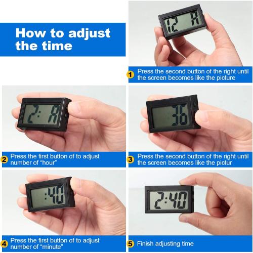 Frienda 3 Pieces Mini Small Digital Clock Stick On,Black