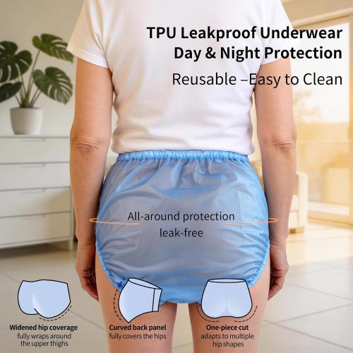 6 Pack Adult Incontinence Diaper Covers | Rubber Underwear, Blue M