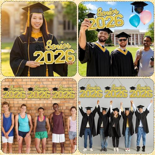 Senior 2026 Sign Wooden Graduation Decorations Gold Graduation Hanging Decor 2026 Grad Letter Sign Wooden Photo Booth Prop for Senior Night High College School Celebration Grad Party Supplies(red ♥️)