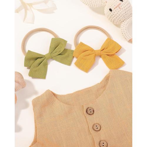 jollybows 20pcs Baby Girls Nylon Hair Bows Headbands Linen Hair Bands