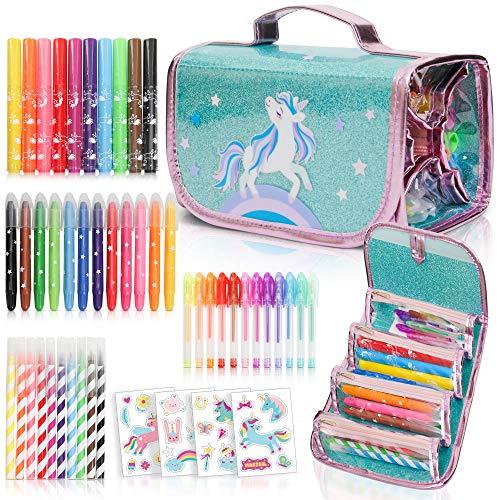 AmitiÃ Lane Fruit Scented Markers Set with Unicorn Pencil Case - Perfect Unicorn Gifts for Girls or for Art and Craft Colouring