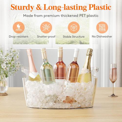 Lifewit 6.5L Plastic Ice Bucket for Parties with Handle & Scoop, 2 Pcs