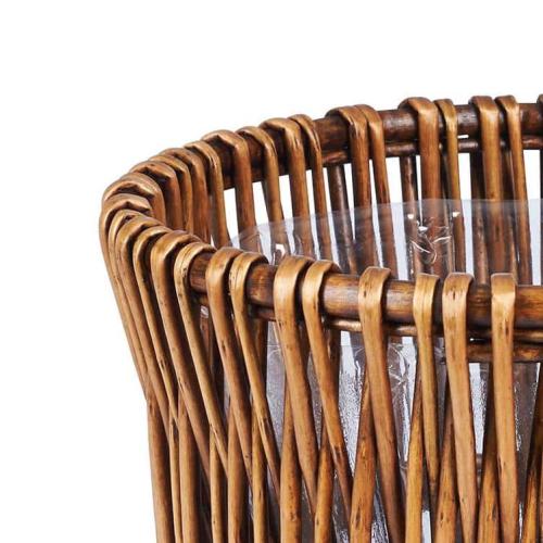 4.46 Gal. Small Willow Waste Basket with Liner in Dark Brown
