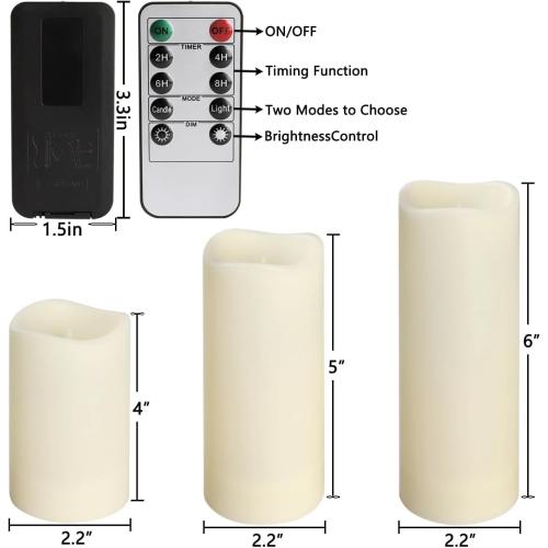 YOROXRG Set of 24 Waterproof Outdoor Flameless Candles, LED Candles with 4 Remote and Timer,(H 4 5 6 x D 2.2),for Christmas,Halloween,Wedding,Festival