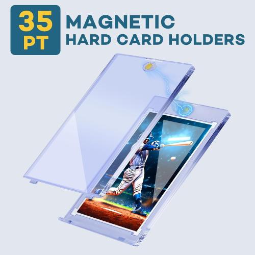 Card Holders, 35pt One Touch Card Holder | U-V Protection Hard Plastic Case for Trading Cards, Display Case for Sports, Baseball, Football, Game Cards