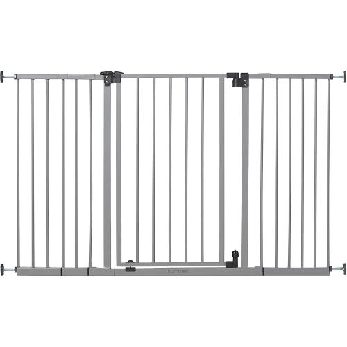 Summer Infant Secure Space Extra-Wide Pet and Baby Gate, 28.5 - 52 Wide, 30 Tall, Pressure or Hardware Mounted, Install In-Between Rooms, Doorways and Stairways, Auto-Close & Hold-Open Door - Grey