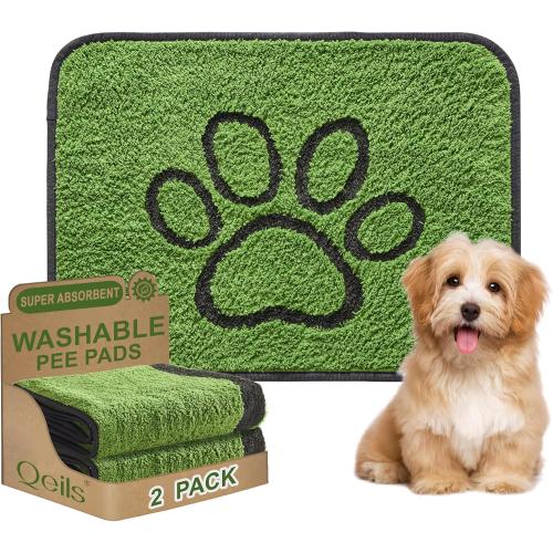 Qeils Reusable Dog Pee Pads, Washable Puppy Pads, Leak-Proof 18x24 2 Pack