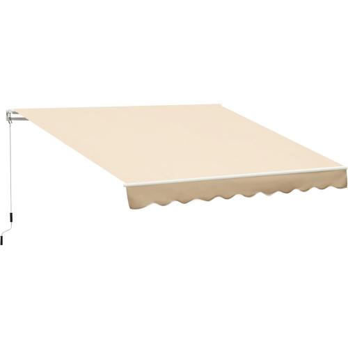 Outsunny 12 ' x 10' Patio Retractable Awning with Crank Handle Beige