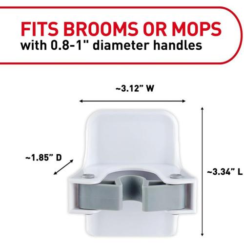 Command Large White Broom Grippers, 1 Broom Gripper,