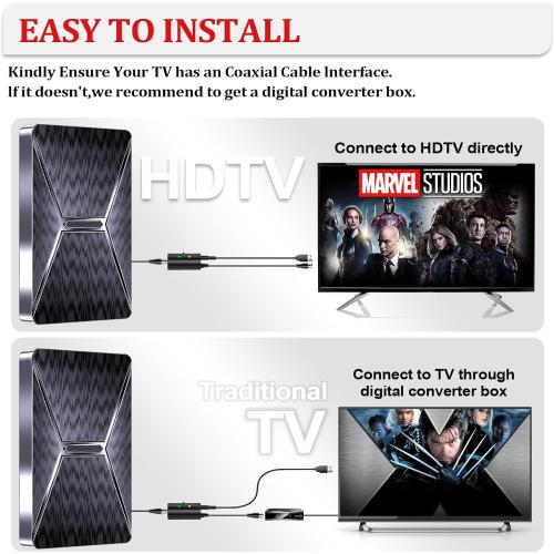 Smert TV Antenna Indoor, Long Range HD Digital Antenna for Smart TV, Strongest with Amplified Signal Booster Supports 4K 8K 1080p All TVs- 36FT Coaxial Cable for Local Channels