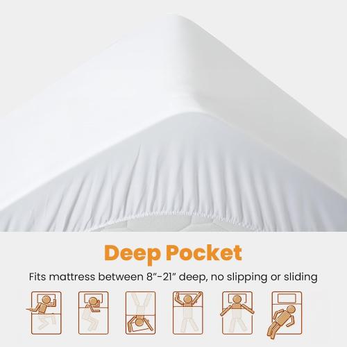 MATBEBY Full Size Mattress Pad - Cooling Breathable Mattress Topper, Quilted Fitted Mattress Protector, Pillow Top Mattress Cover with 8-21 Deep Pocket, Soft, Machine Washable, White, 54x75 Inches