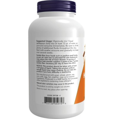 NOW Fiber Supplements Foods Psyllium Husk Powder 12 oz Pwdr