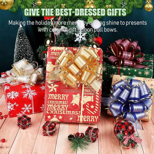 20 Pcs 6 Inch Xmas Pull Bows for Gift Wrapping, Assorted Color