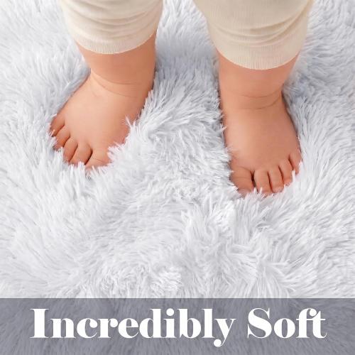 White Runner Rugs for Bedroom Living Room, Fluffy 2x6 Bedside Soft Area Rug