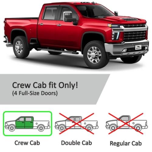 Voron Glass Tape-on Extra Durable Rain Guards for Trucks Chevrolet (Chevy) Silverado/GMC Sierra 2500HD, 3500HD 2020-2026 Crew Cab, Window Deflectors, Vent Window Visors, 4 Pieces - 120086v2