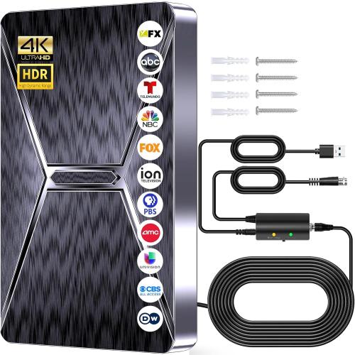 Smert TV Antenna Indoor, Long Range HD Digital Antenna for Smart TV, Strongest with Amplified Signal Booster Supports 4K 8K 1080p All TVs- 36FT Coaxial Cable for Local Channels