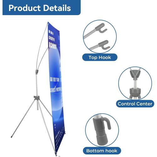 QKA Adjustable X Banner Stand , Sizes from 23x63 to 32x78 inches, 2 Pack