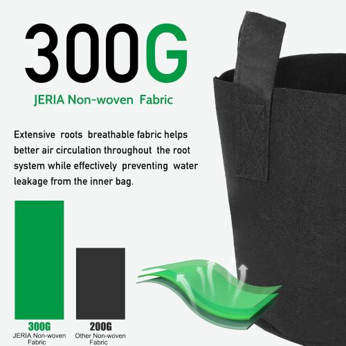 JERIA 12-Pack 20 Gallon Grow Bags, 300G Thickened Nonwoven Garden Pots,Heavy Duty Fabric Pots with Reinforced Handles