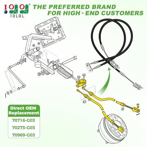 10L0L Golf Cart Brake Cable for EZGO TXT & Medalist 1994-up, Driver and Passenger Side, Replace OEM 70716-G03 70273-G03 70969-G03