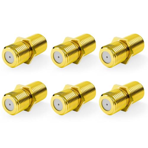 VCE RG6 Coax Cable Connector F-Type Female to Female Gold Plated 6 Pack