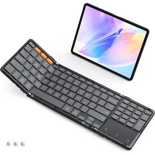 MEETION Foldable Keyboard with Touchpad, Bluetooth Keyboard, Numeric Keypad