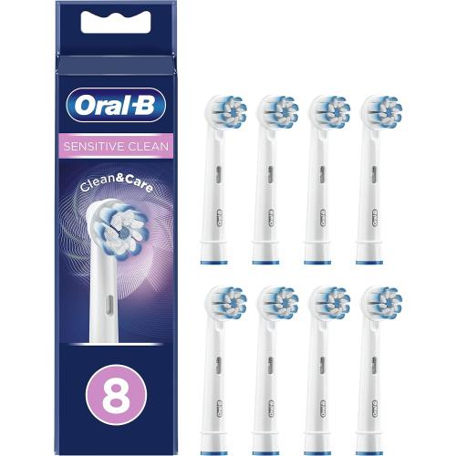 Oral-B Sensitive Clean Replacement Brush Heads x 8 Original Refill for Electric Toothbrush, White, 200 gram