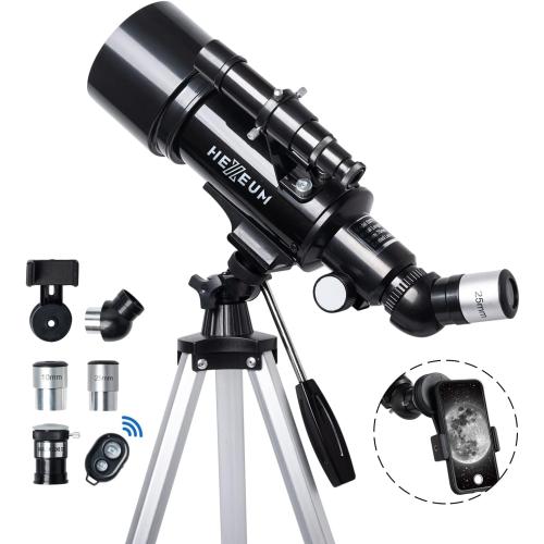 Telescope 80mm Aperture 600mm - for Kids & Adults Astronomical Refracting Telescopes AZ Mount Fully Multi-Coated Optics, with Diagonal Mirror Phone Adapter, Carrying Bag, Wireless Remote Black