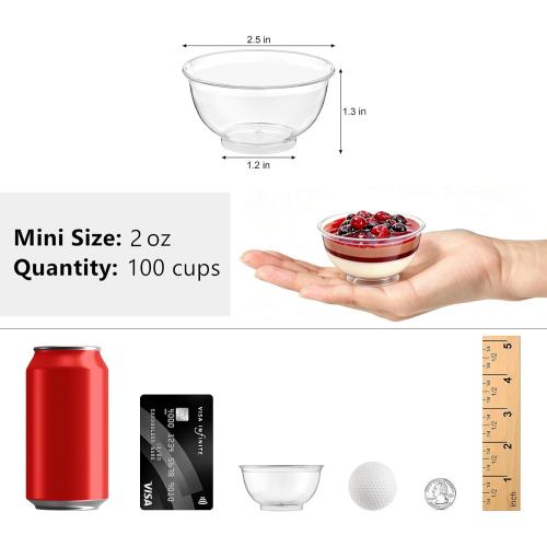 Zezzxu 100 x 2 oz Mini Dessert Cups, 2.5 Inch Round