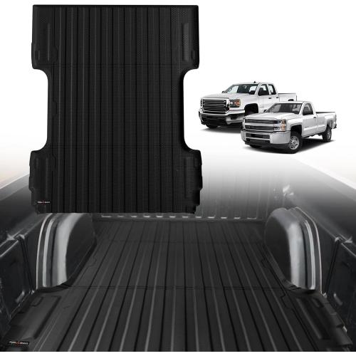 TripleAliners Truck Bed Mat Compatible with 2007-2019 Chevy Silverado/GMC Sierra 1500 2500 3500HD LD Limited Accessories 6.6FT Bed Perfectly Flush All Weather Protection TPE HeavyDuty Pickup Mat