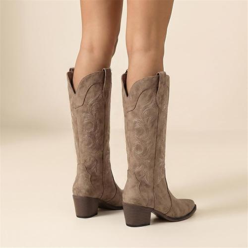 SIZE 9.5 ❗❗Athlefit Cowboy Cowgirl Boots for Women Western Fashion Embroidery Chunky Heel Pointed Toe Comfortable Mid Calf Boots with Side Zipper