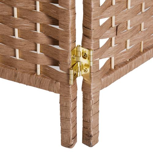 HOMCOM Room Divider 6 Panel, 6FT Tall Folding Privacy Screen, Freestanding Hand-Woven Partition for Room Separation with 360° Hinges, Paper Rope Diamond Weave, Natural
