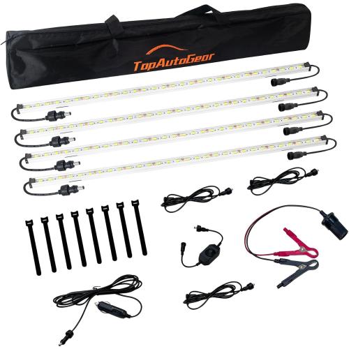 12V LED Light, Dimmable Camping Lights, Weatherproof IP67, Magnetic Mounting, All-in-One Portable Lighting for RV, Camping Tent Car Trailer Boat, White 4Pcs