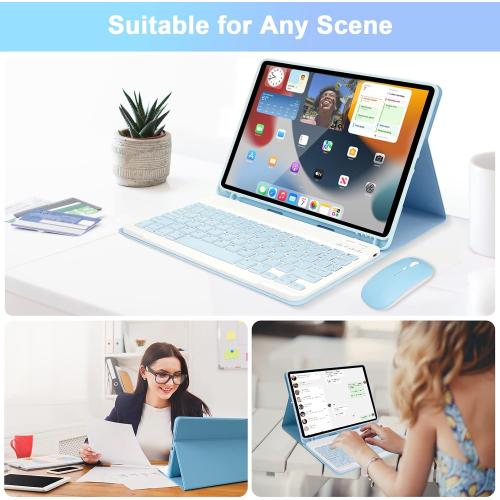 LAMA Wireless Keyboard Case with Mouse for iPad Air 4th/5th Generation & iPad Air 11 M3/M2 (2025/2024), Detachable Case with Keyboard with Pencil Holder for 11 inch iPad Pro (4th/3rd/2nd/1st Gen)