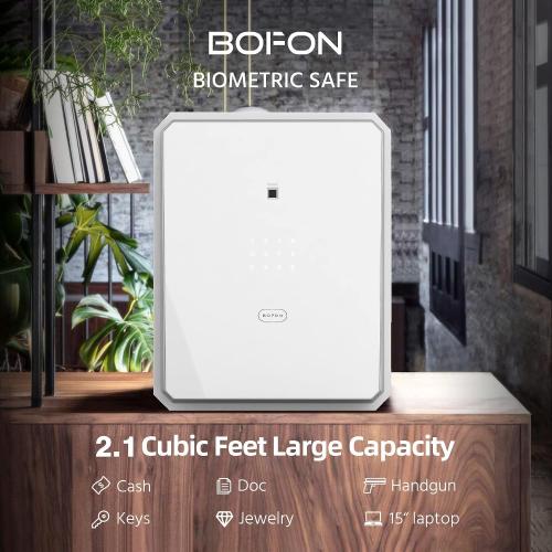 Family Fingerprint Password Safe Box with Key,Cabinets for Home Offcie,Security Box,Document safe,Lock box,Case Box, 2.1Cubic feet White