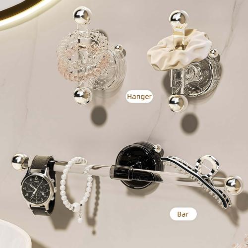 Set of Transparent Suction Cup Washcloth Bar & Suction Cup Hanger Hook Removable Reusable Suction Cup Rack for Shower Bathroom Kitchen (Transparent)