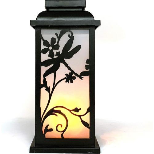 allgala LED Flame Effect Lantern Lamp-Butterfly and Dragfly Scene