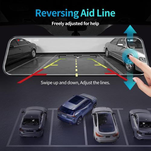 KCV 4K Rear Mirror Dash Cam for Ford F150 F250 F350 (2009-2025 with 16pin Auto dimming), Front 4K   Rear 1080P Camera, Integrated Replacement OEM Look, Plug & Play, Free 64GB Card