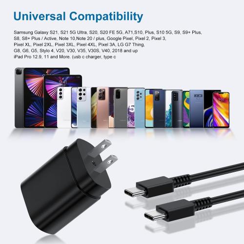 Type C Charger 25W, 6 6FT Super Fast Charging Cord for Samsung Galaxy Phone
