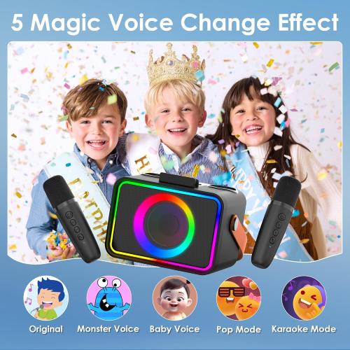 Karaoke Machine for Kids Adults,Bluetooth Speaker 2 Wireless Microphones
