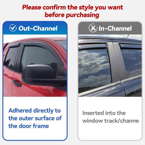 Window Visors Rain Guards Shield for 2004-2015 Nissan Titan Crew Cab, Out-Channel Window Vent Wind Deflectors Visors Shades for 04-15 Nissan Titan Crew