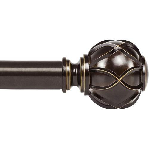 KAMANINA Curtain Rods for Windows 72 to 144 Inches (6-12ft) Long Heavy Duty Curtain Rod, 7/8 Inch Adjustable Decorative Drapery Rods with Netted Texture Finials, Bronze, Size: 32-144